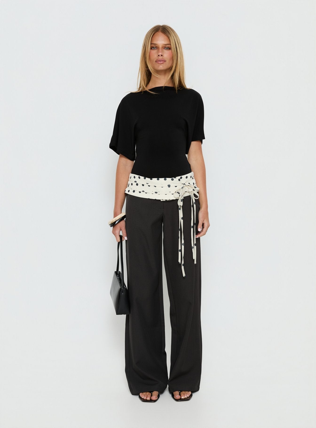 Seneca Wrap Trousers Charcoal Polka Dot