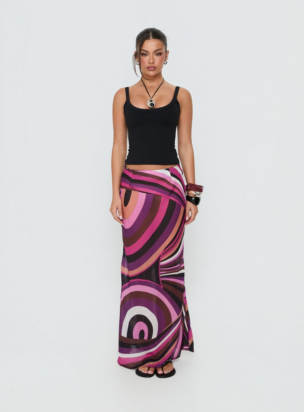 Lucidia Maxi Skirt Pink Retro