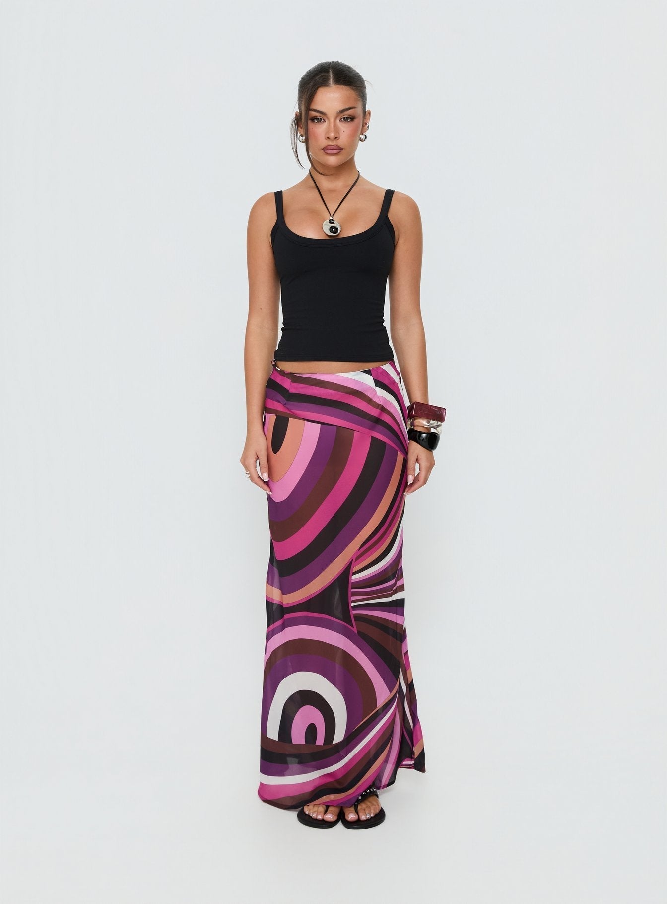 Lucidia Maxi Skirt Pink Retro
