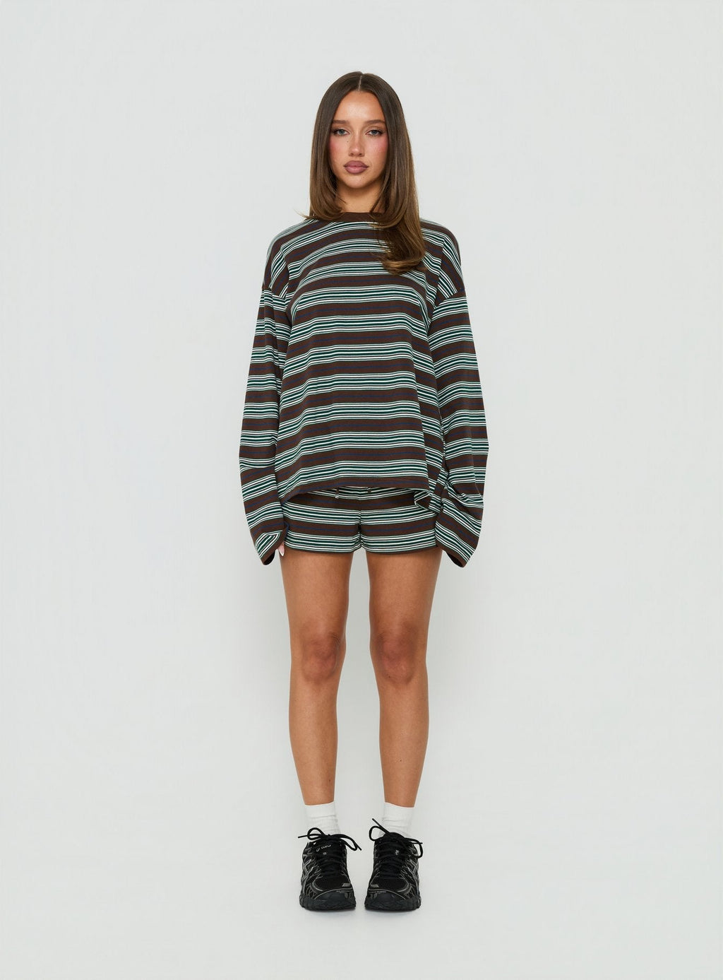 Settle Down Shorts Brown Stripe