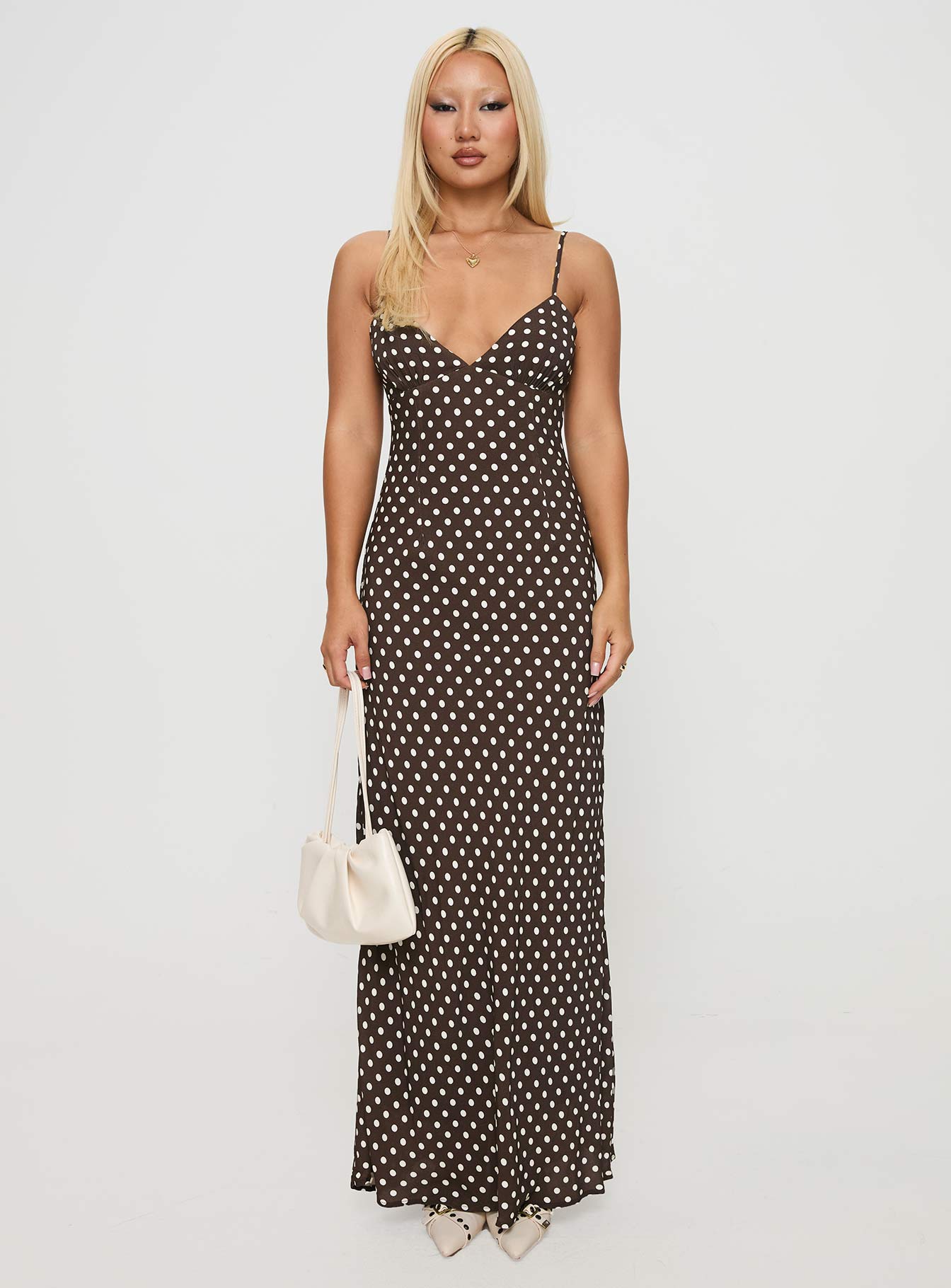 Jorjana Maxi Dress Brown / White Polka Dot