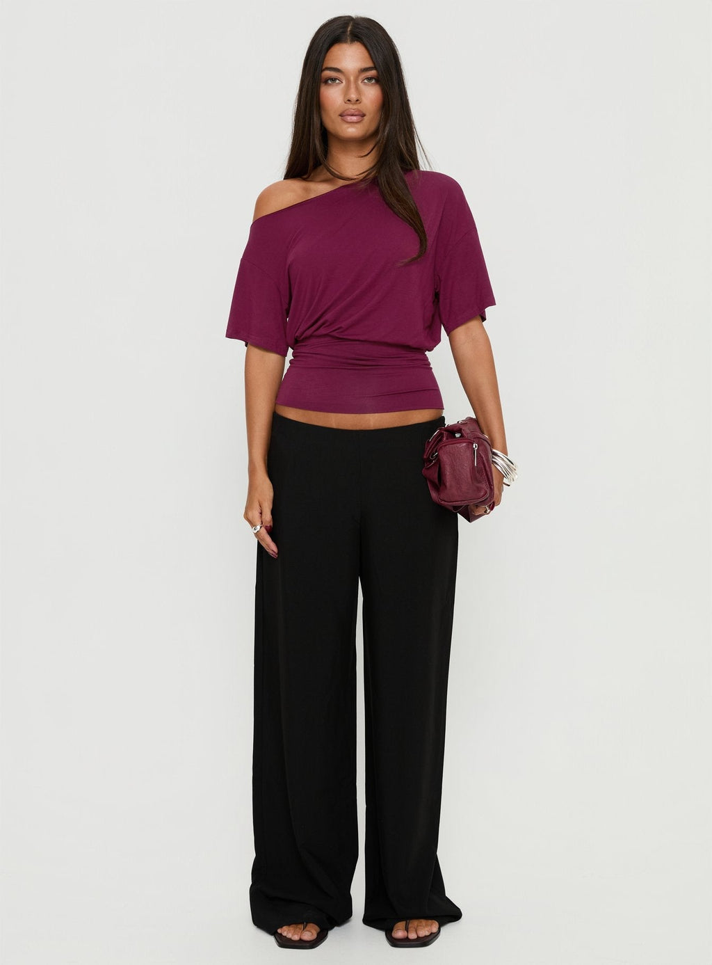 Khane Low Rise Wide Leg Trousers Black
