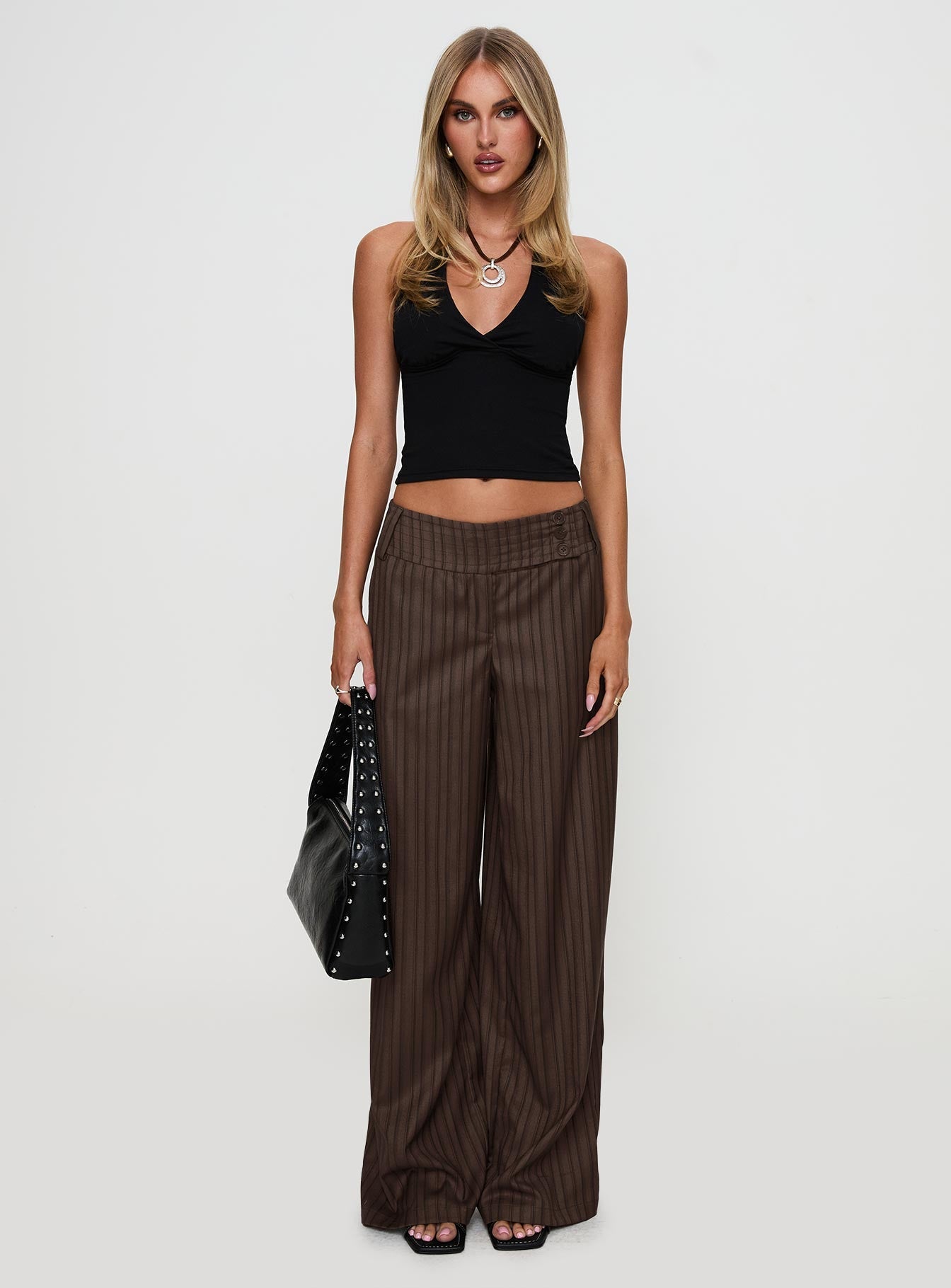 Cedars Low Rise Trousers Brown Stripe