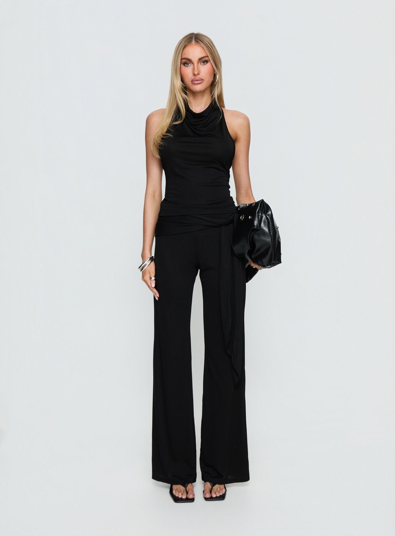Katiana Wrap Jersey Trousers Black