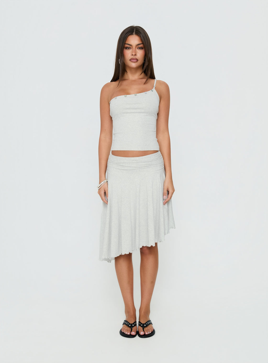 Mimmi Asymmetrical Midi Skirt Grey