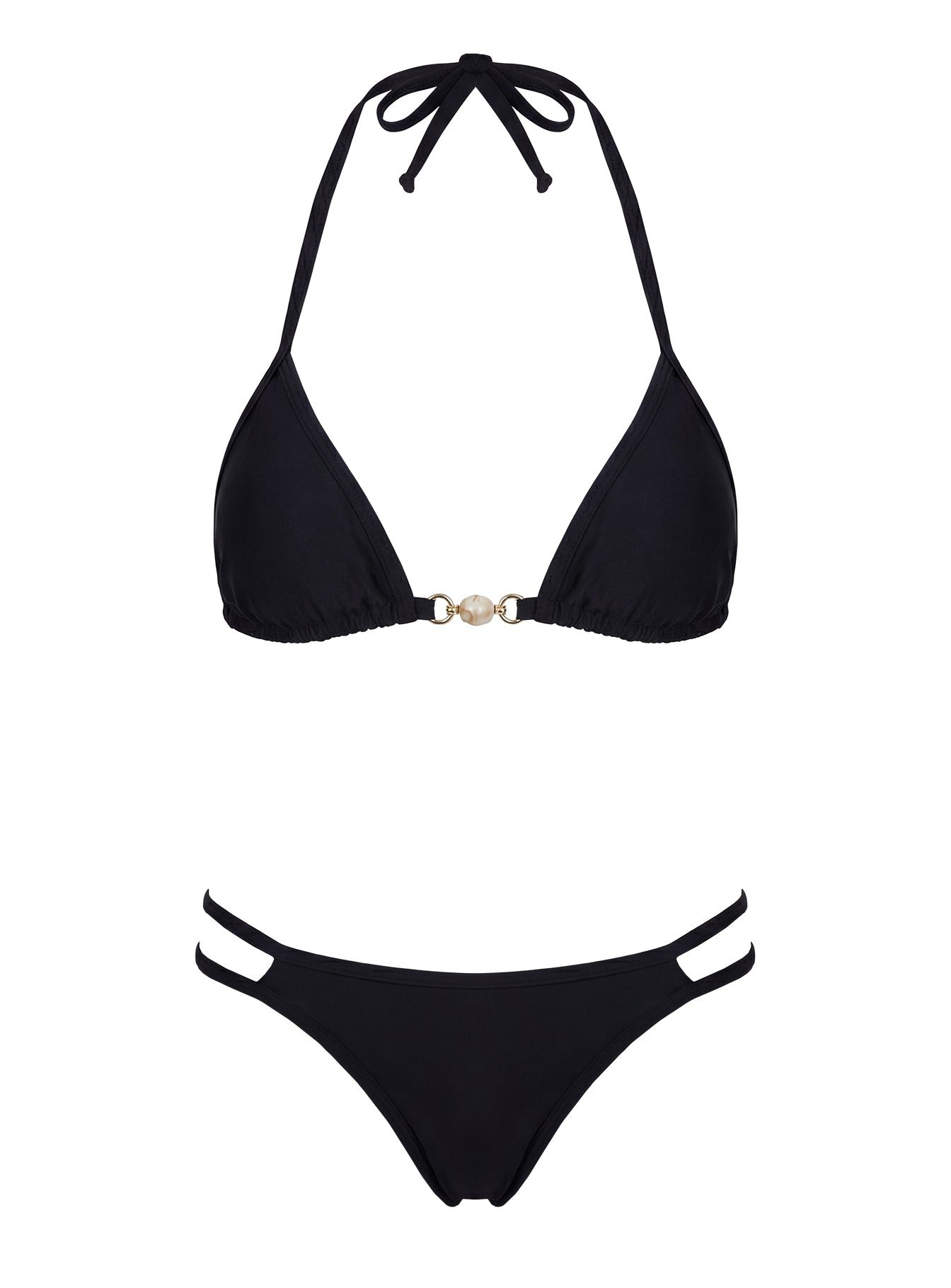 Maurita Hardware Halter Bikini Top Black