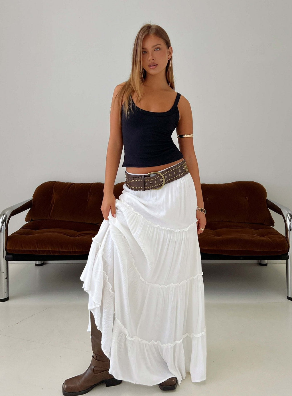 Miriah Maxi Skirt White Petite