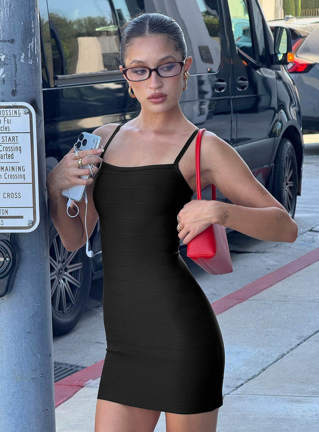 Jayana Bandage Mini Dress Black