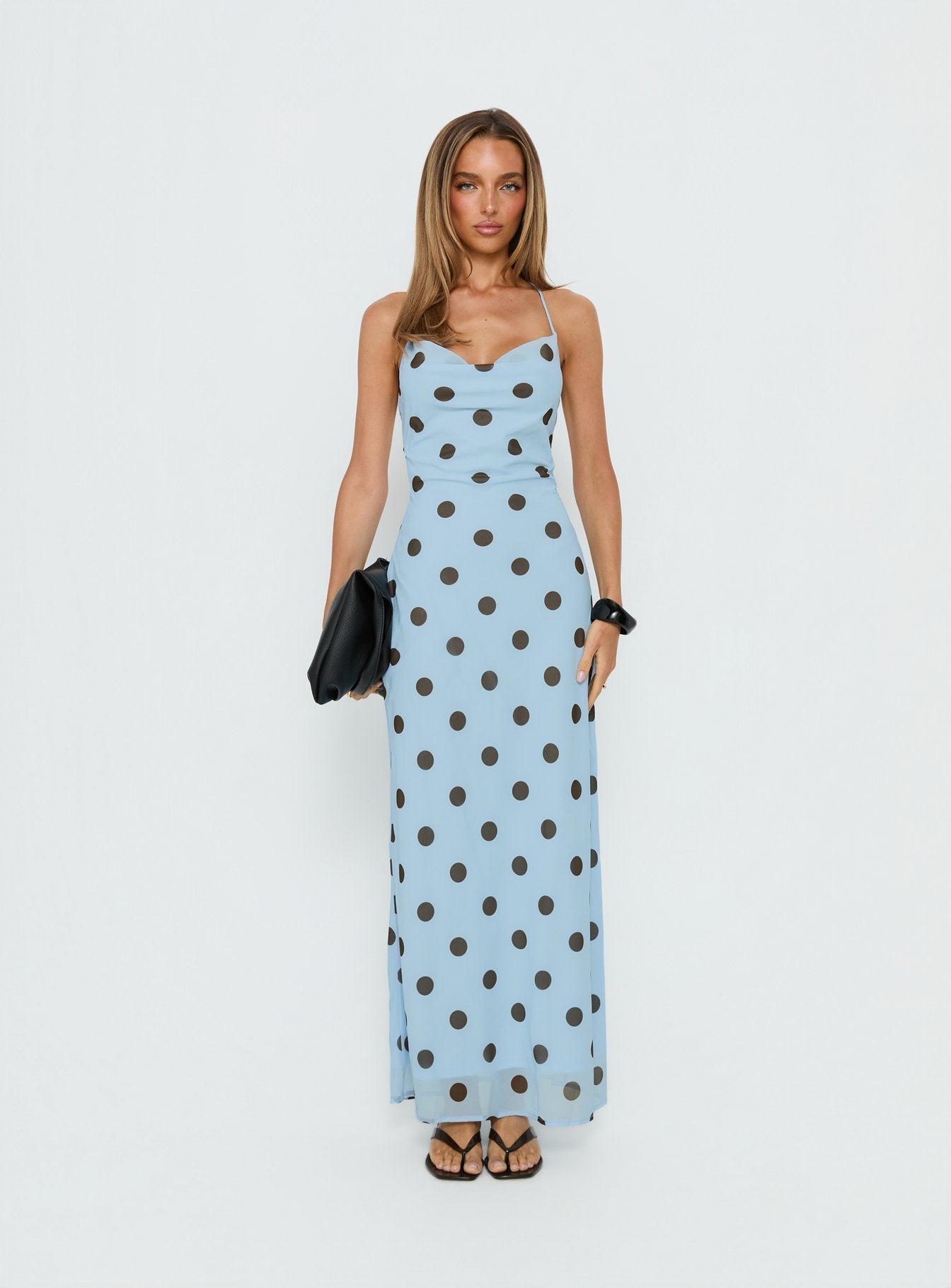 Celena Maxi Dress Blue Polka Dot