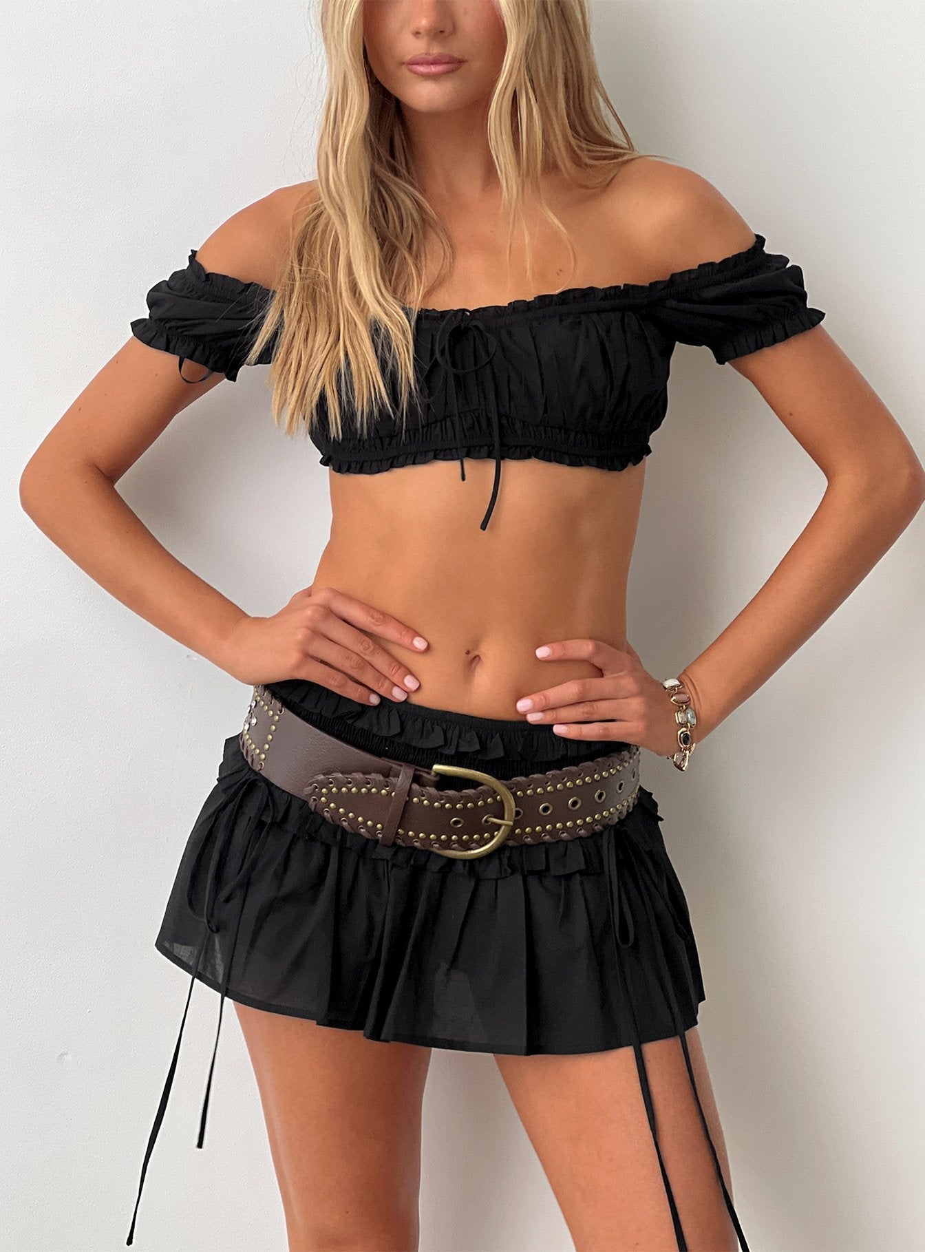 Corabel Ruffle Skort Black