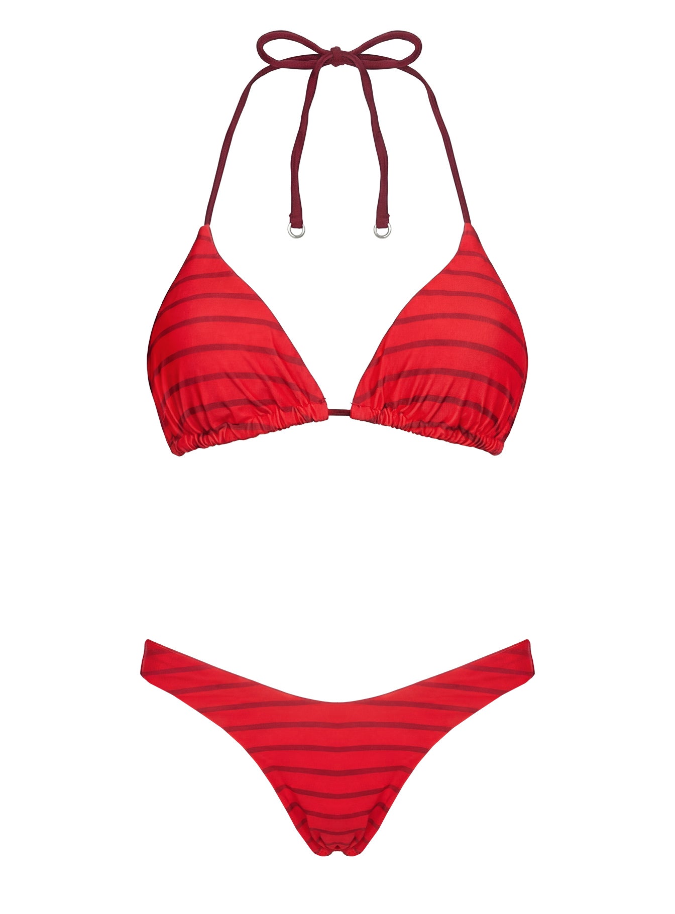 Jenner Reversible Triangle Bikini Top Red Polka