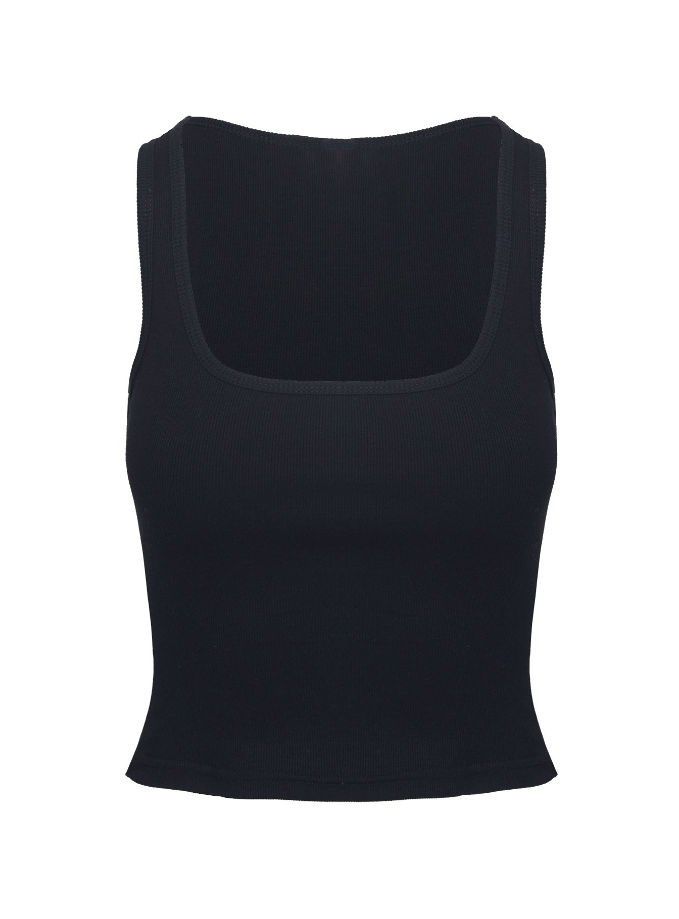 Baseline Square Neck Rib Vest Top Black