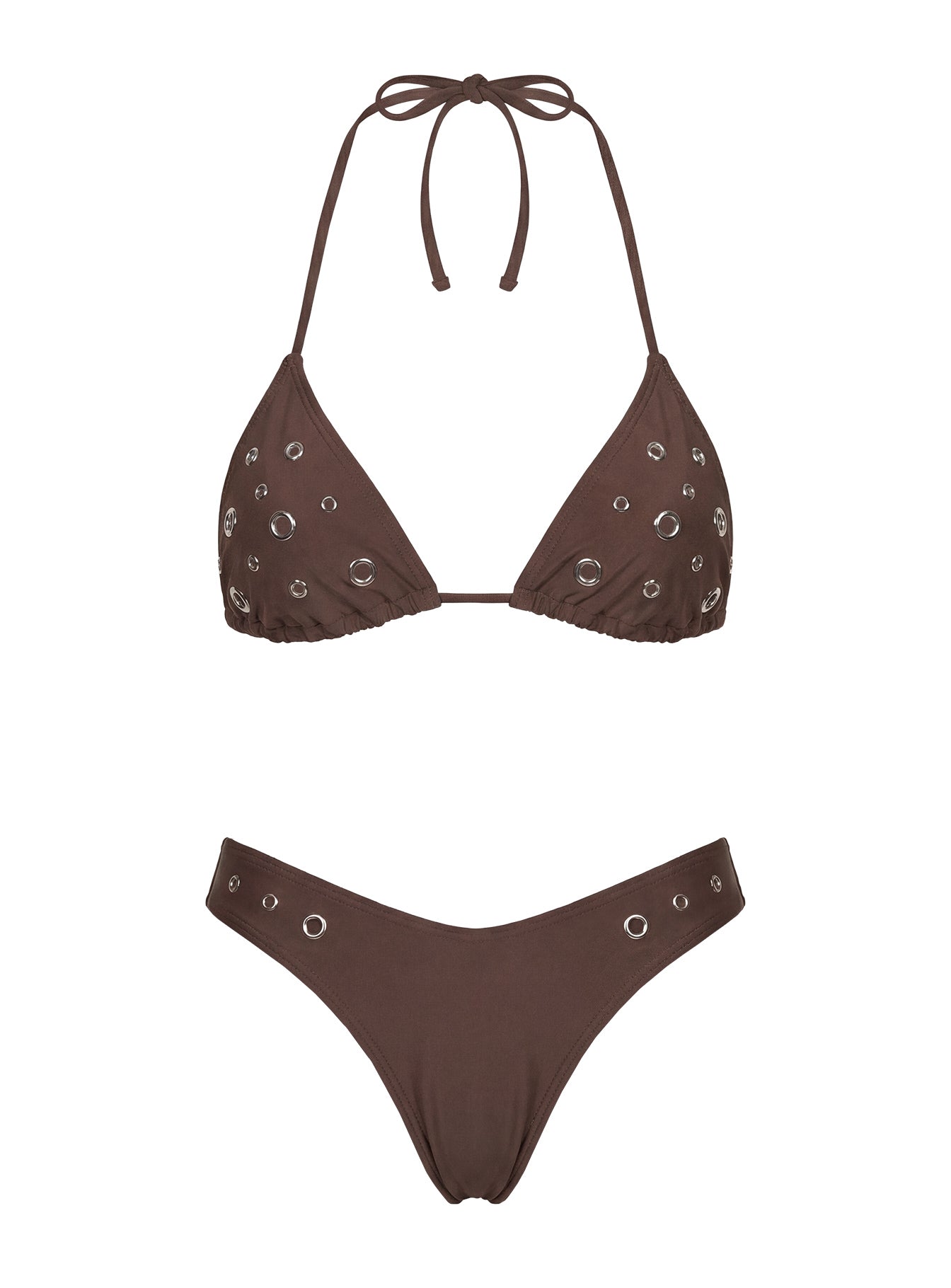 Soft Summer Eyelet Detail Bikini Bottoms Brown