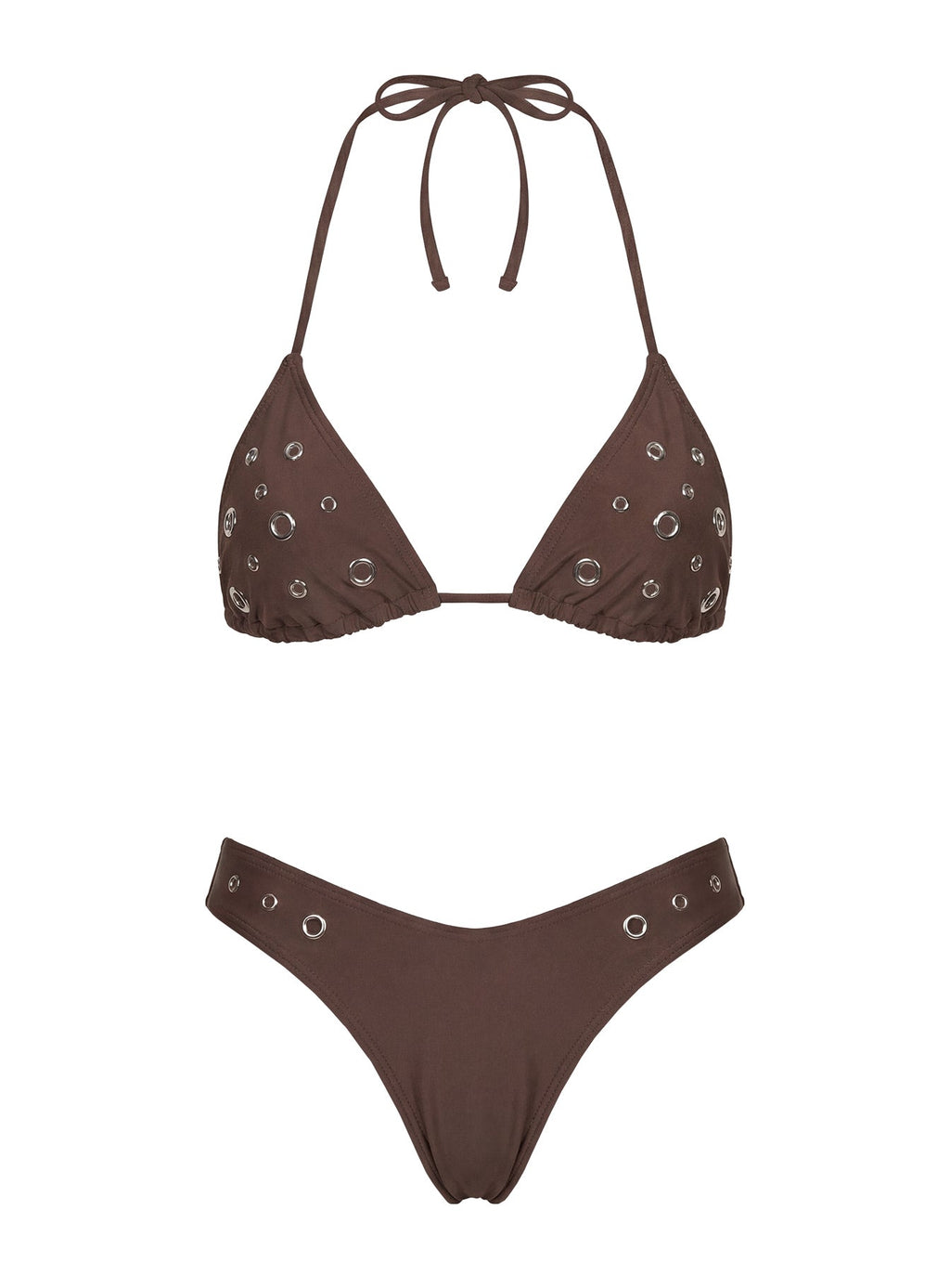 Beach Babe Eyelet Detail Bikini Top Brown