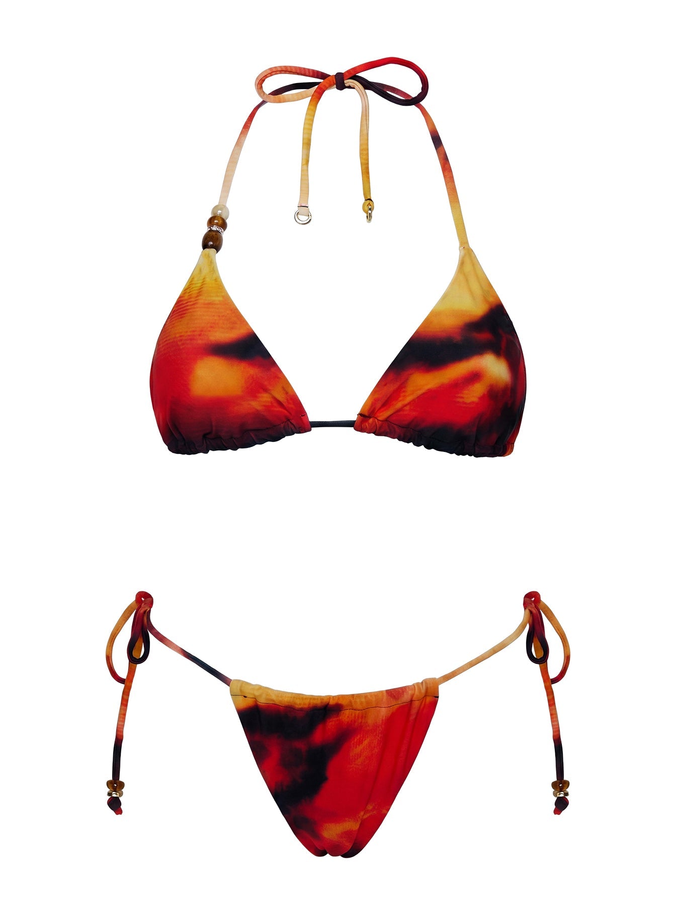 Jenner Triangle Bikini Top Orange Multi