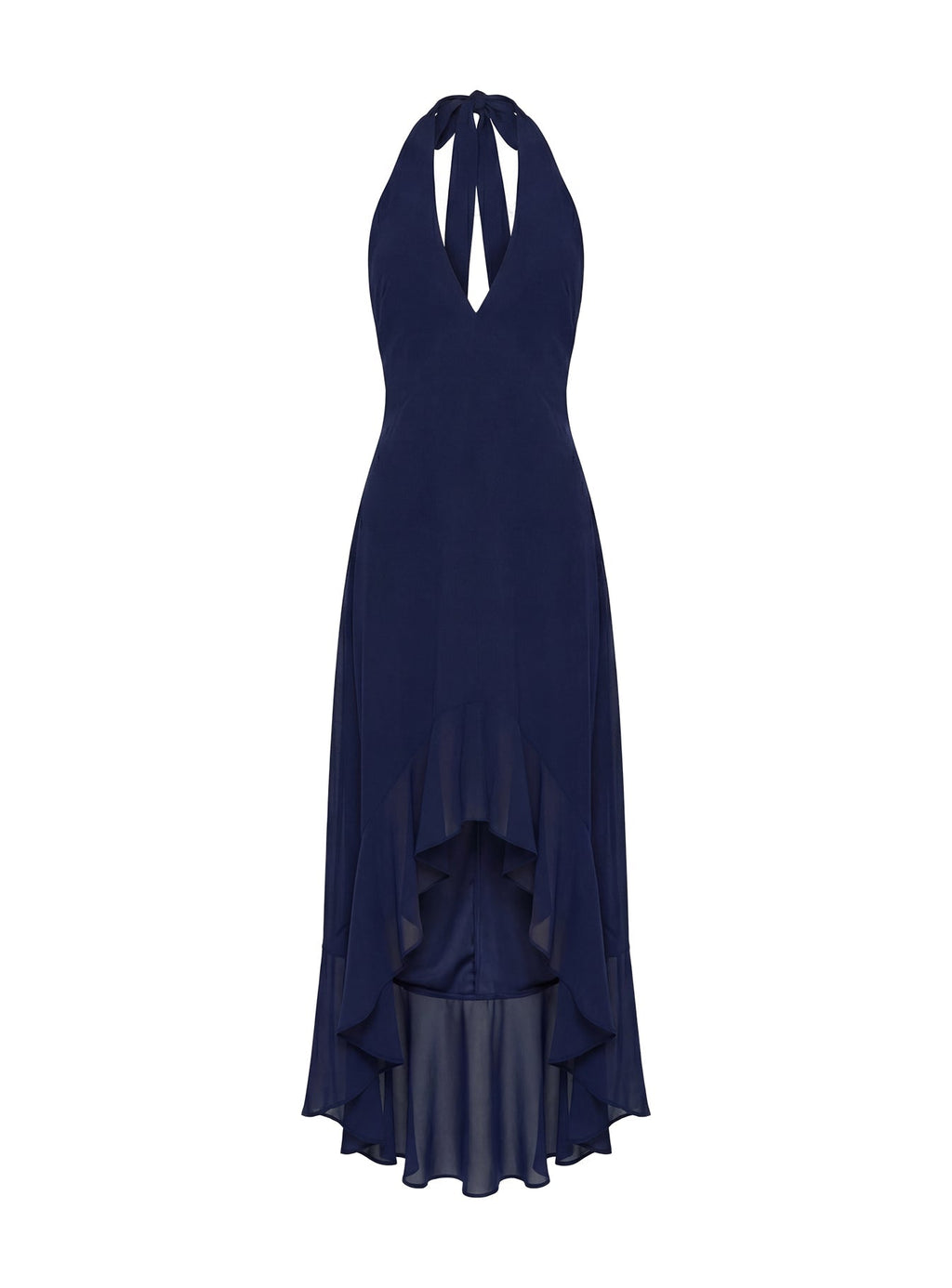 Agata Halter Frill Maxi Dress Navy