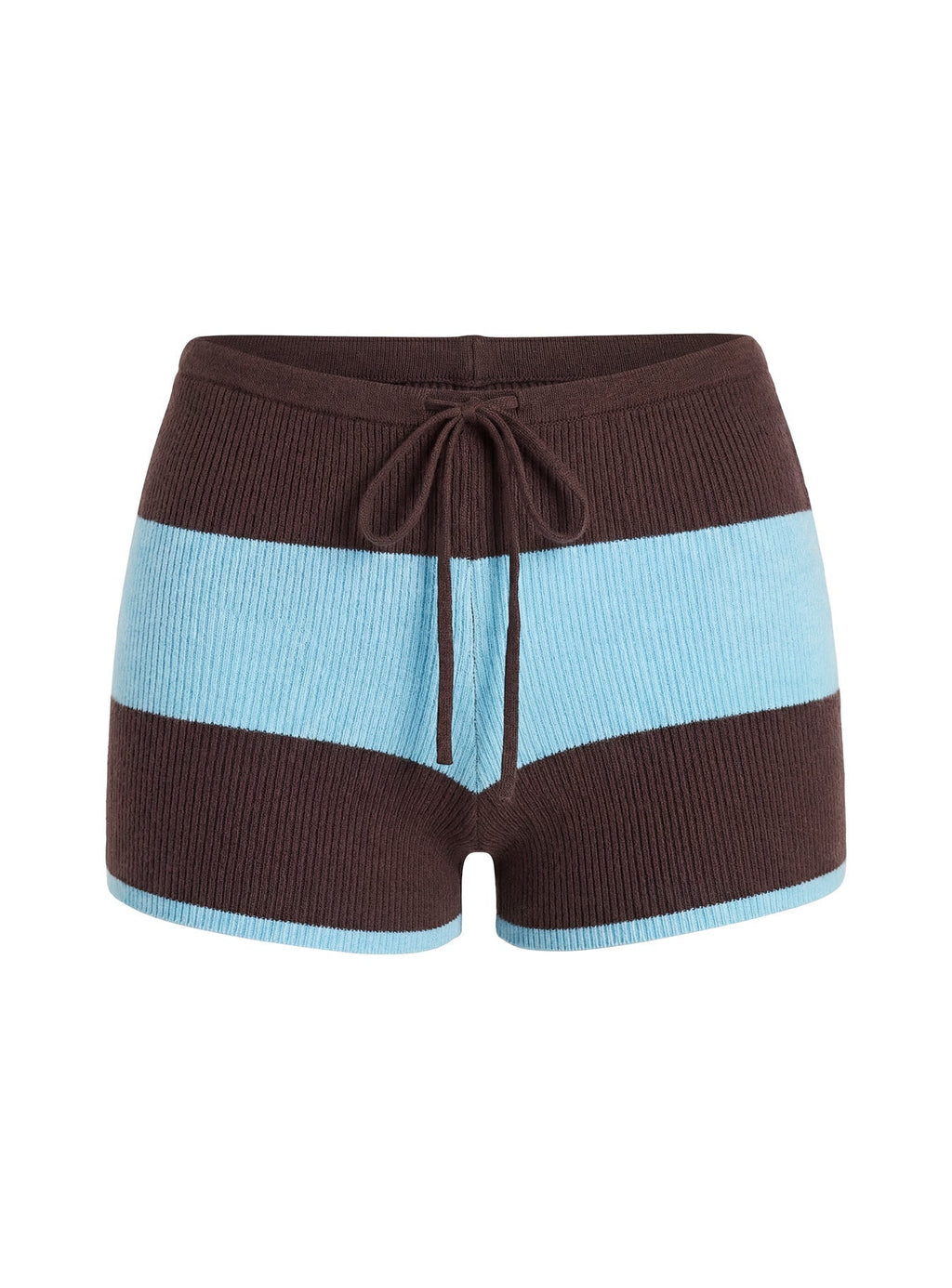 Ahani Low Rise Knit Shorts Blue / Brown