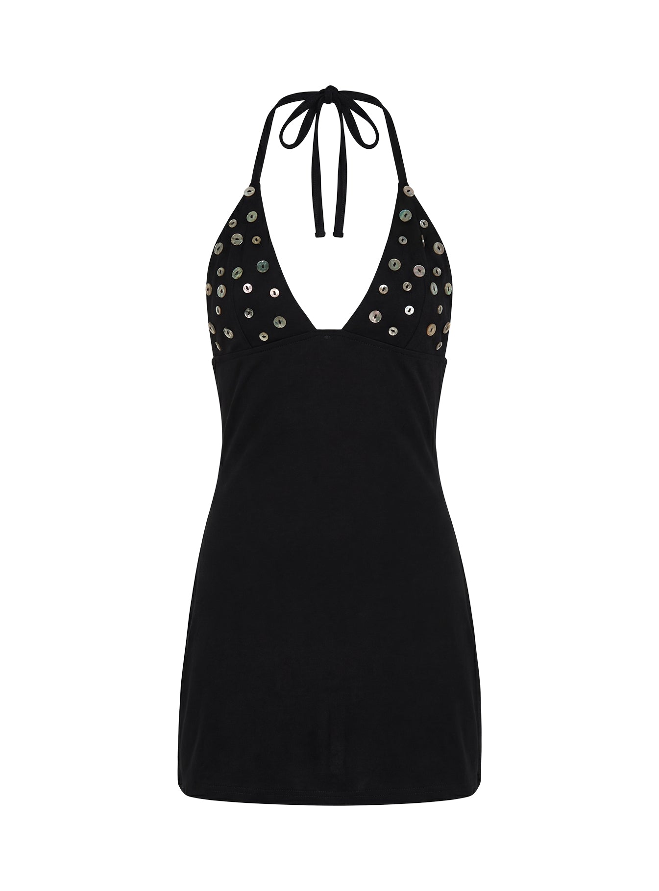 Chyna Halter Button Mini Dress Black