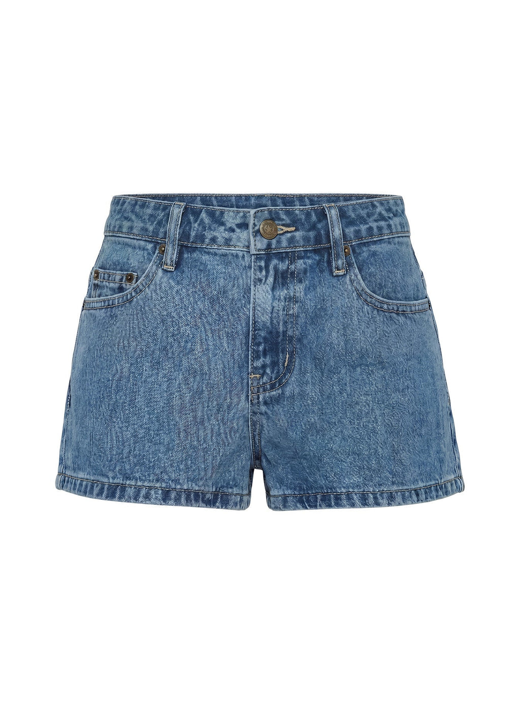 Dreamful Low Rise Mini Denim Shorts Mid Blue Wash