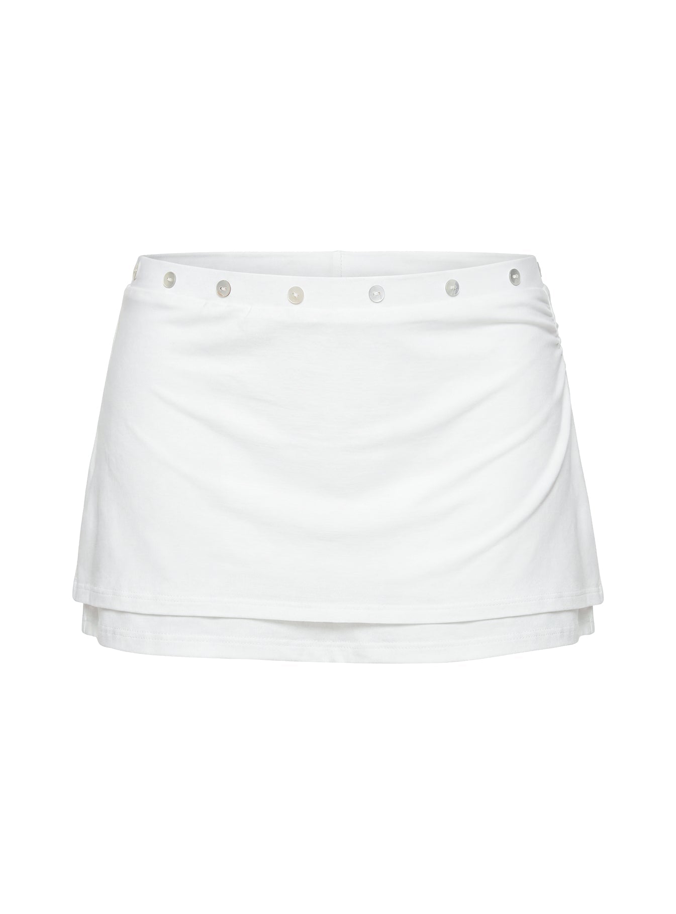 Esperia Button Layered Mini Skirt White