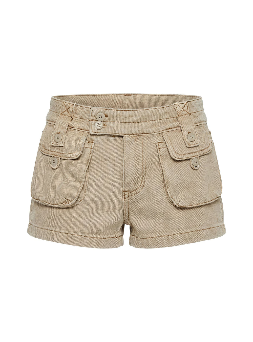 Headphones On Micro Cargo Short Washed Brown