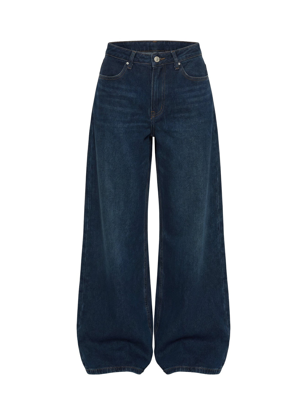 Naylor Mid Rise Wide Leg Jeans Mid Blue Denim