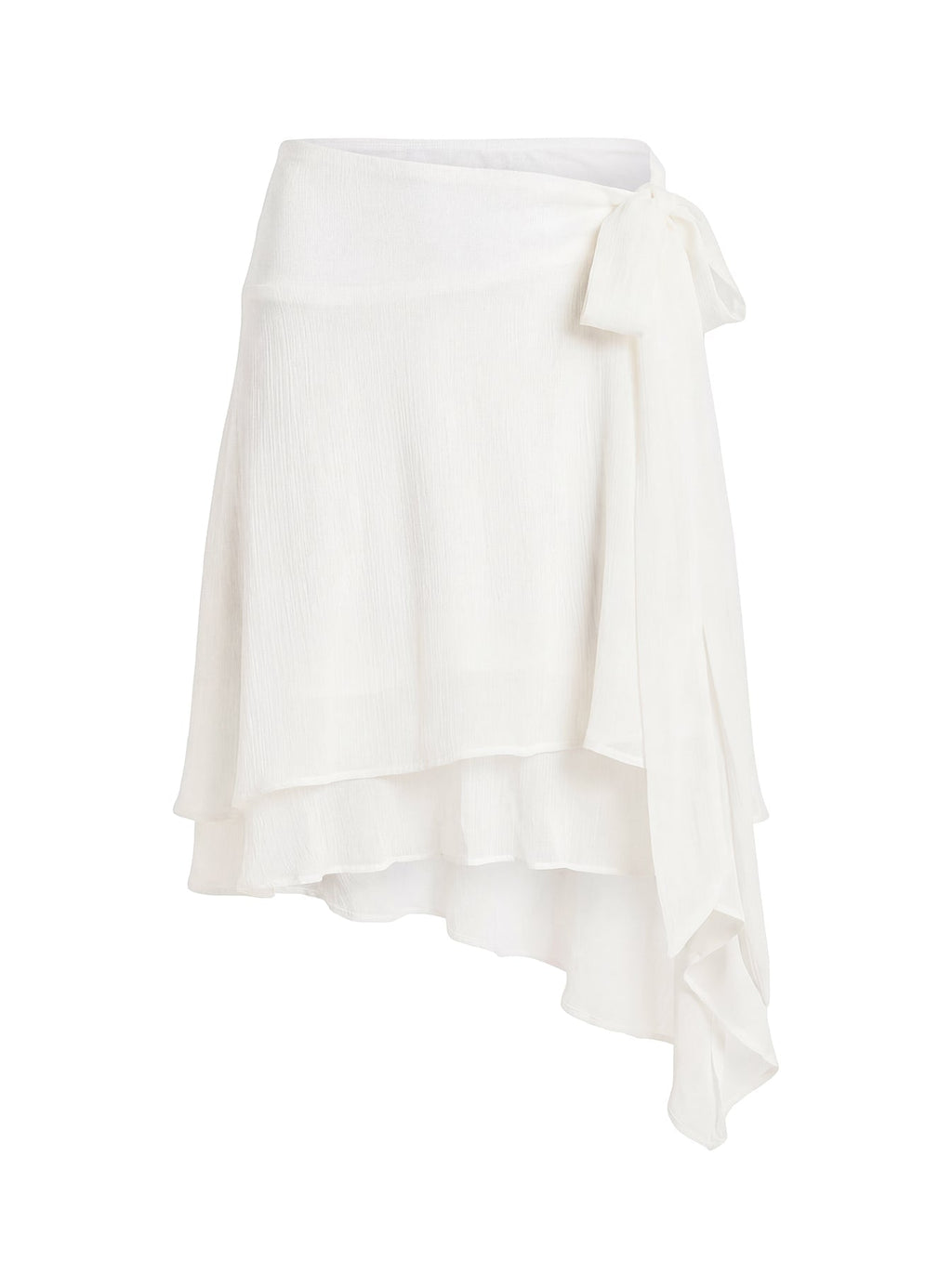 Ophella Tie Waist Chiffon Midi Skirt Cream