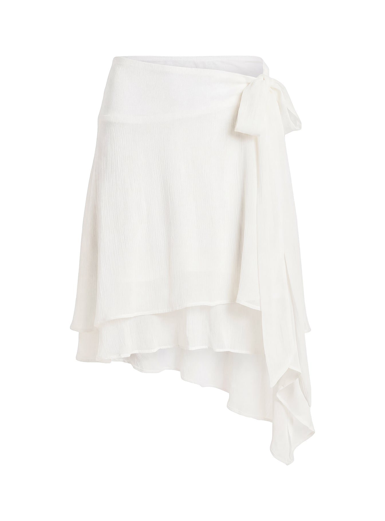 Ophella Tie Waist Chiffon Midi Skirt Cream