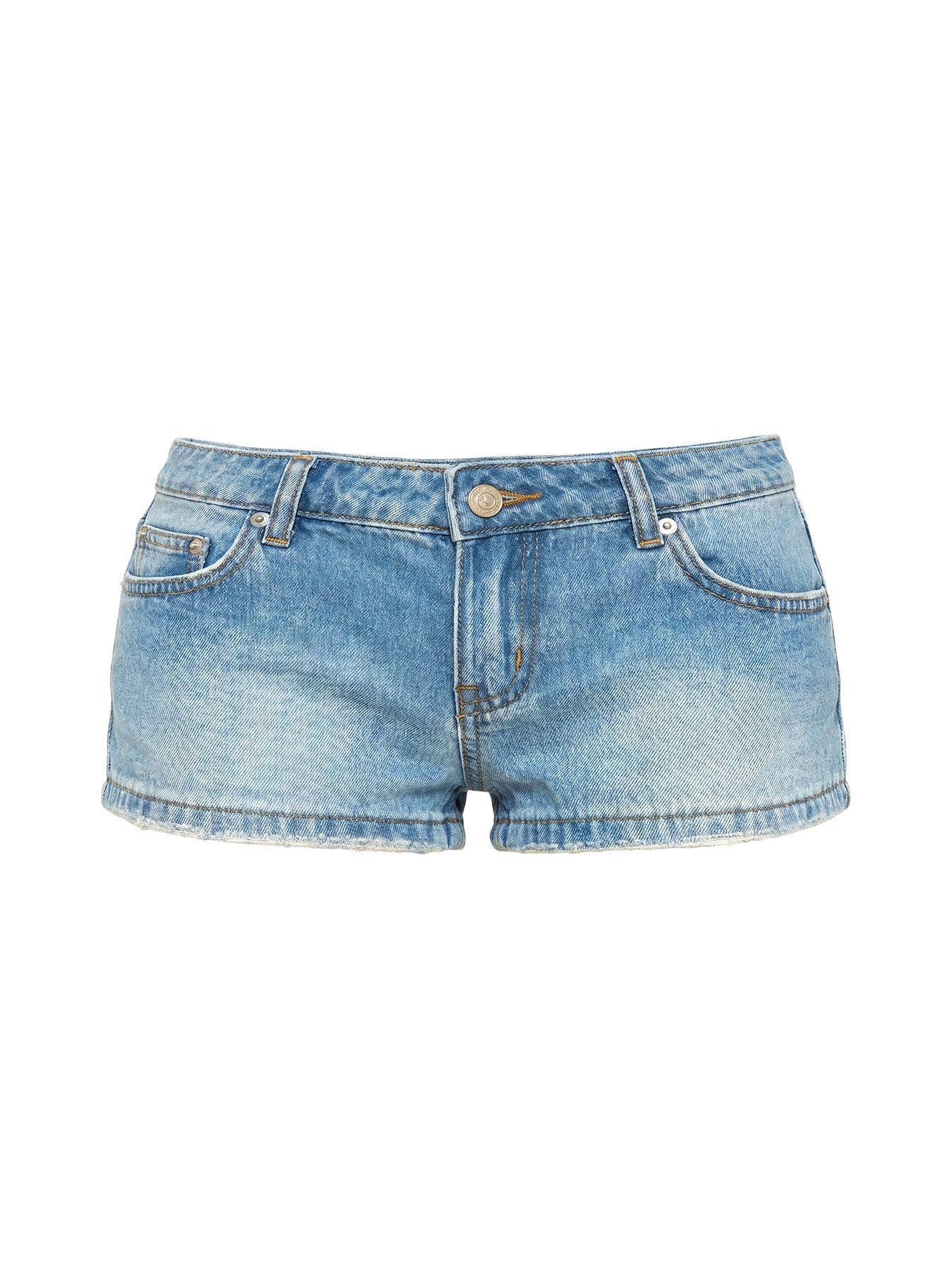 Roadie Ultra Low Rise Shorts Mid Blue Wash