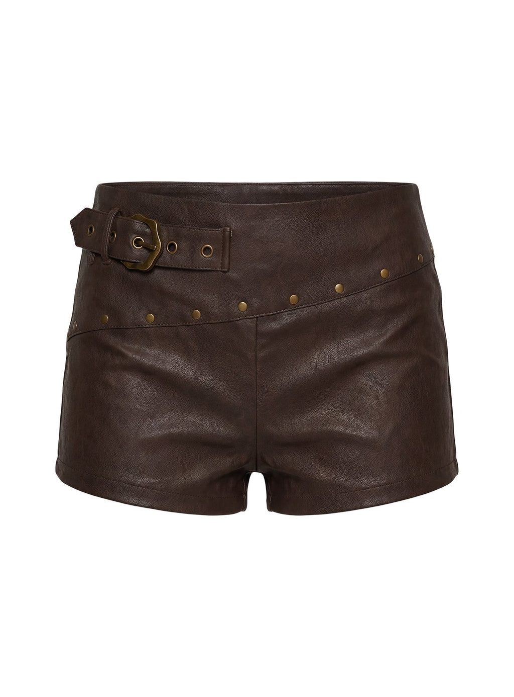 Romey Studded Micro Shorts Charcoal Brown