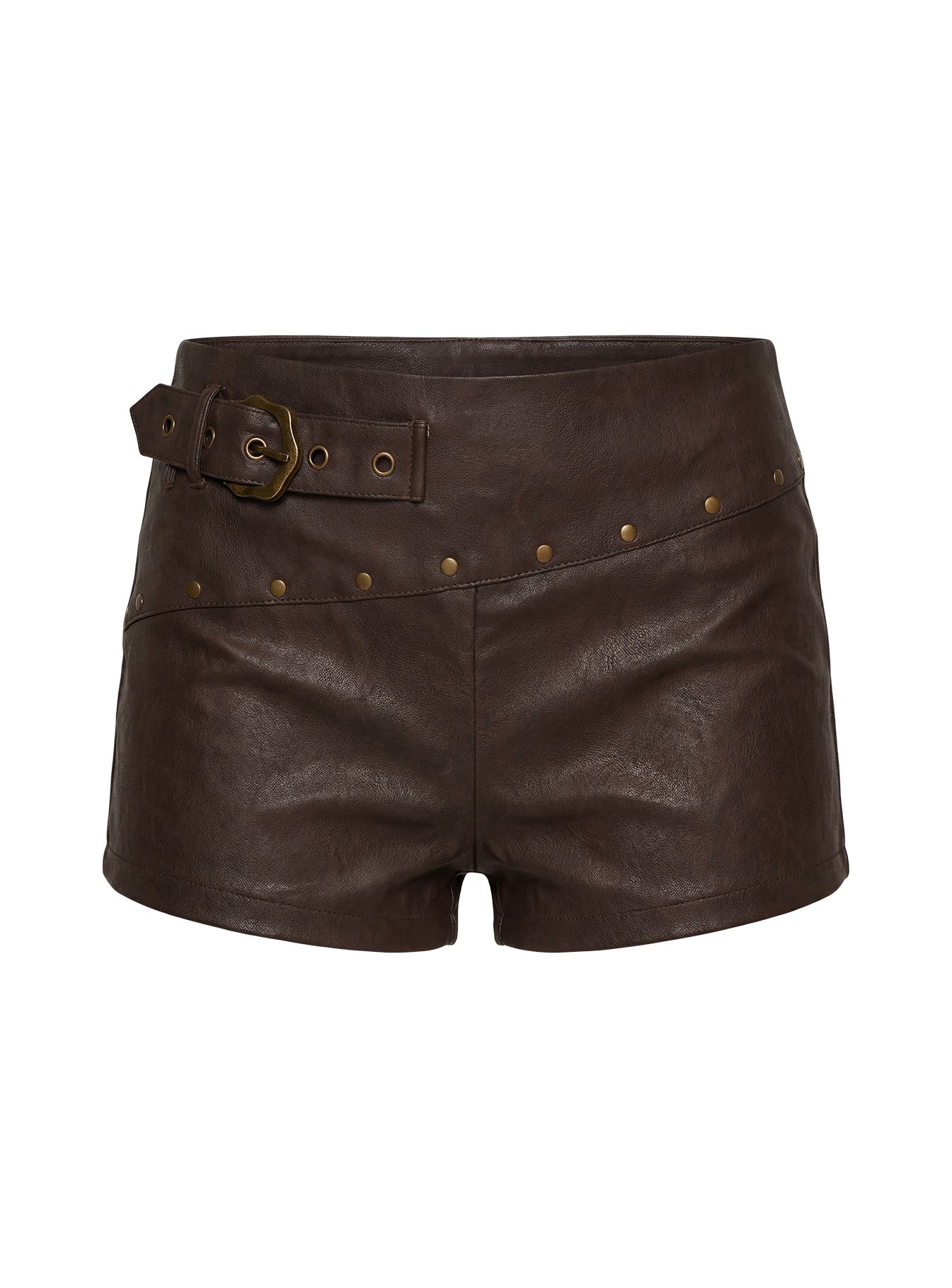 Romey Studded Micro Shorts Charcoal Brown
