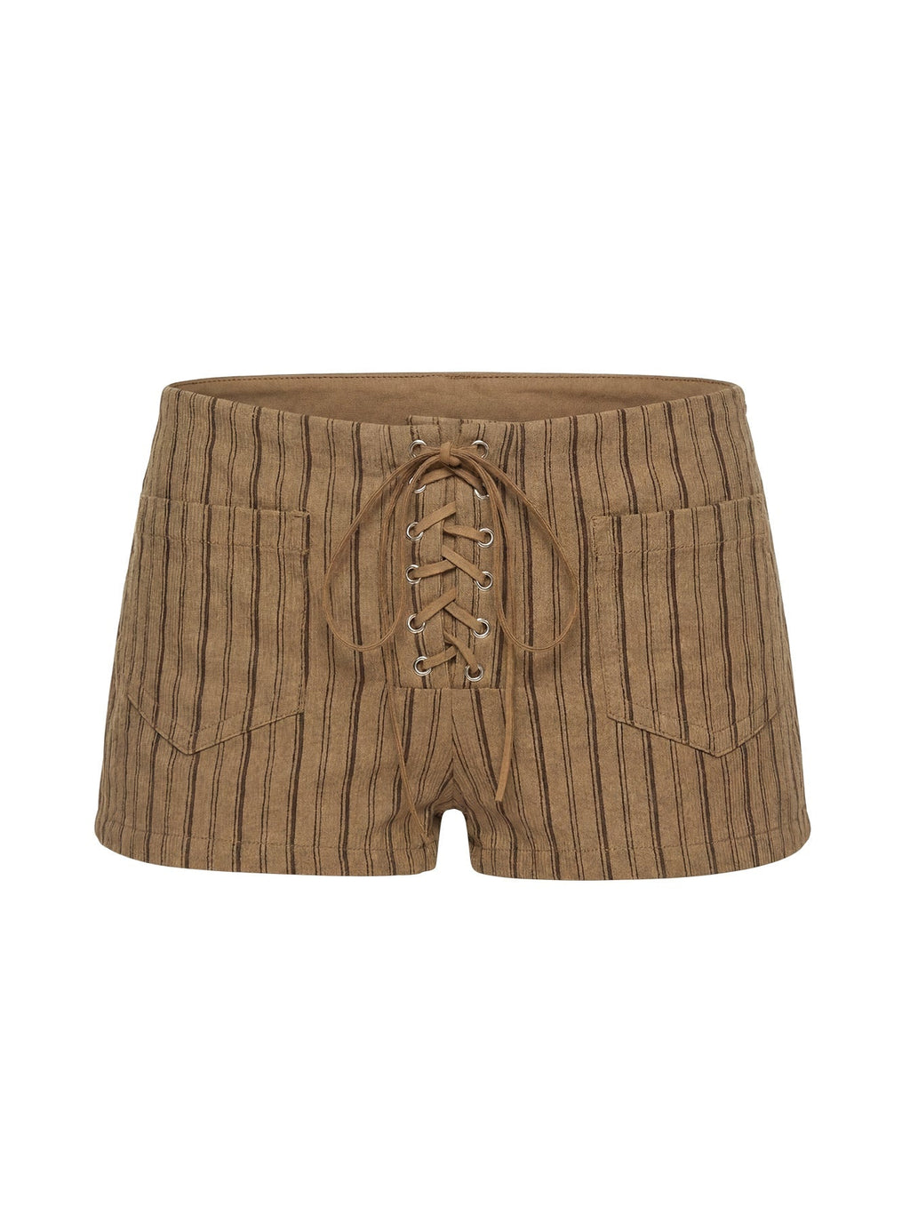 Ronnee Lace Up Shorts Brown Stripe