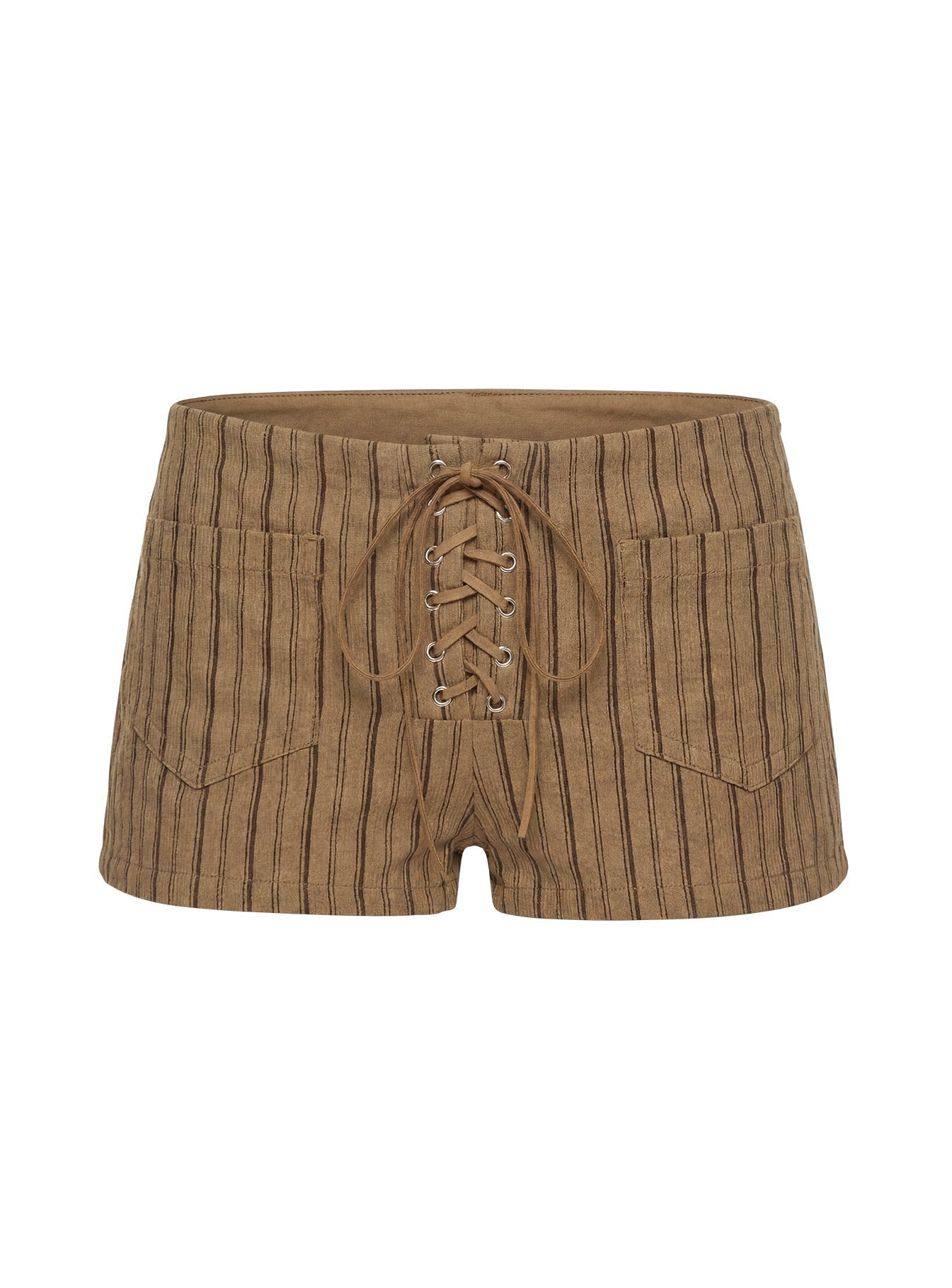 Ronnee Lace Up Shorts Brown Stripe
