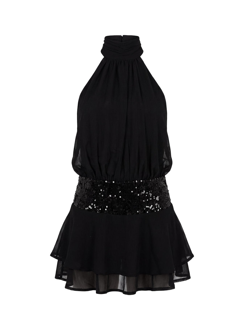 Zenayda Drop Waist Sequin Mini Dress Black