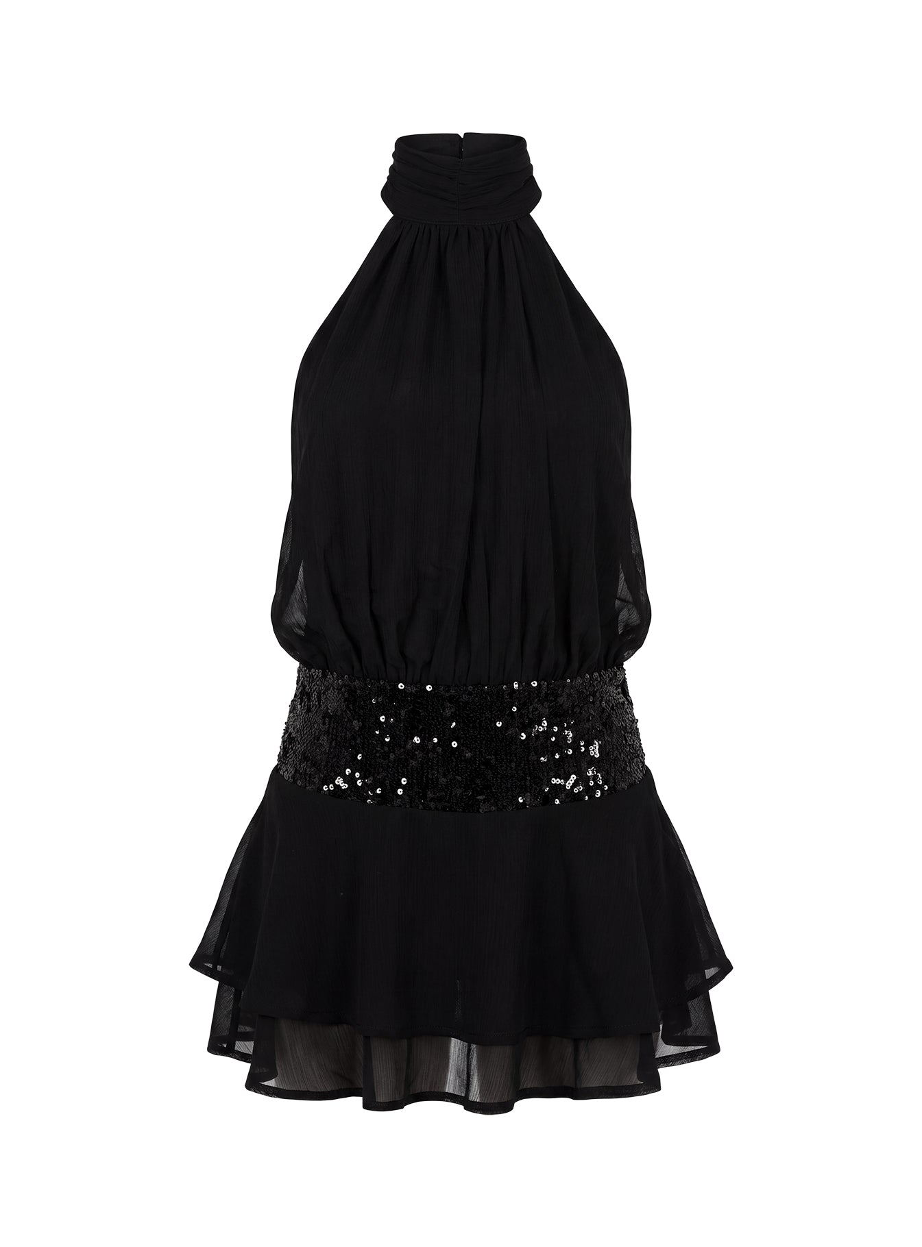 Zenayda Drop Waist Sequin Mini Dress Black