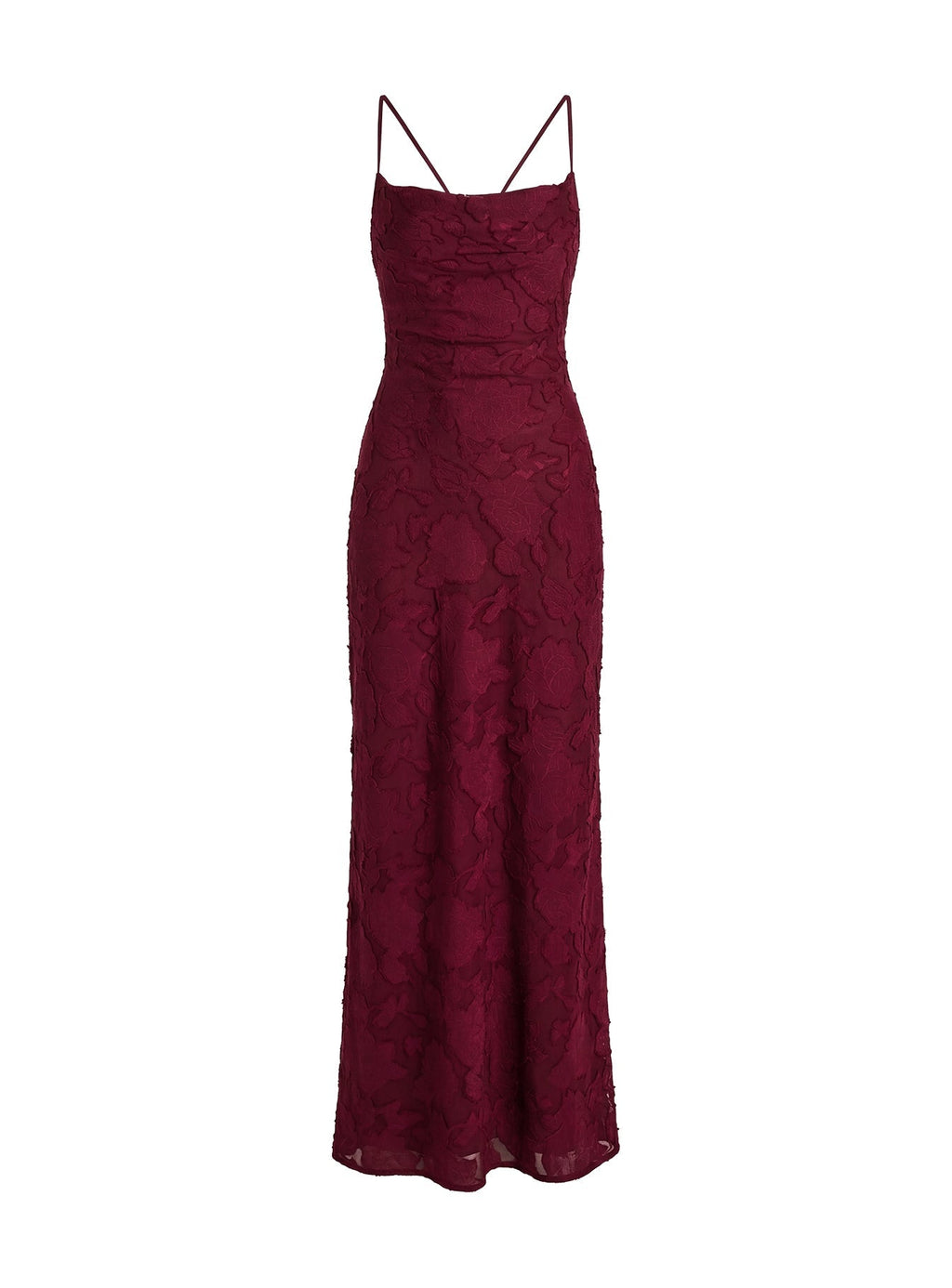 Celena Maxi Dress Burgundy Burnout