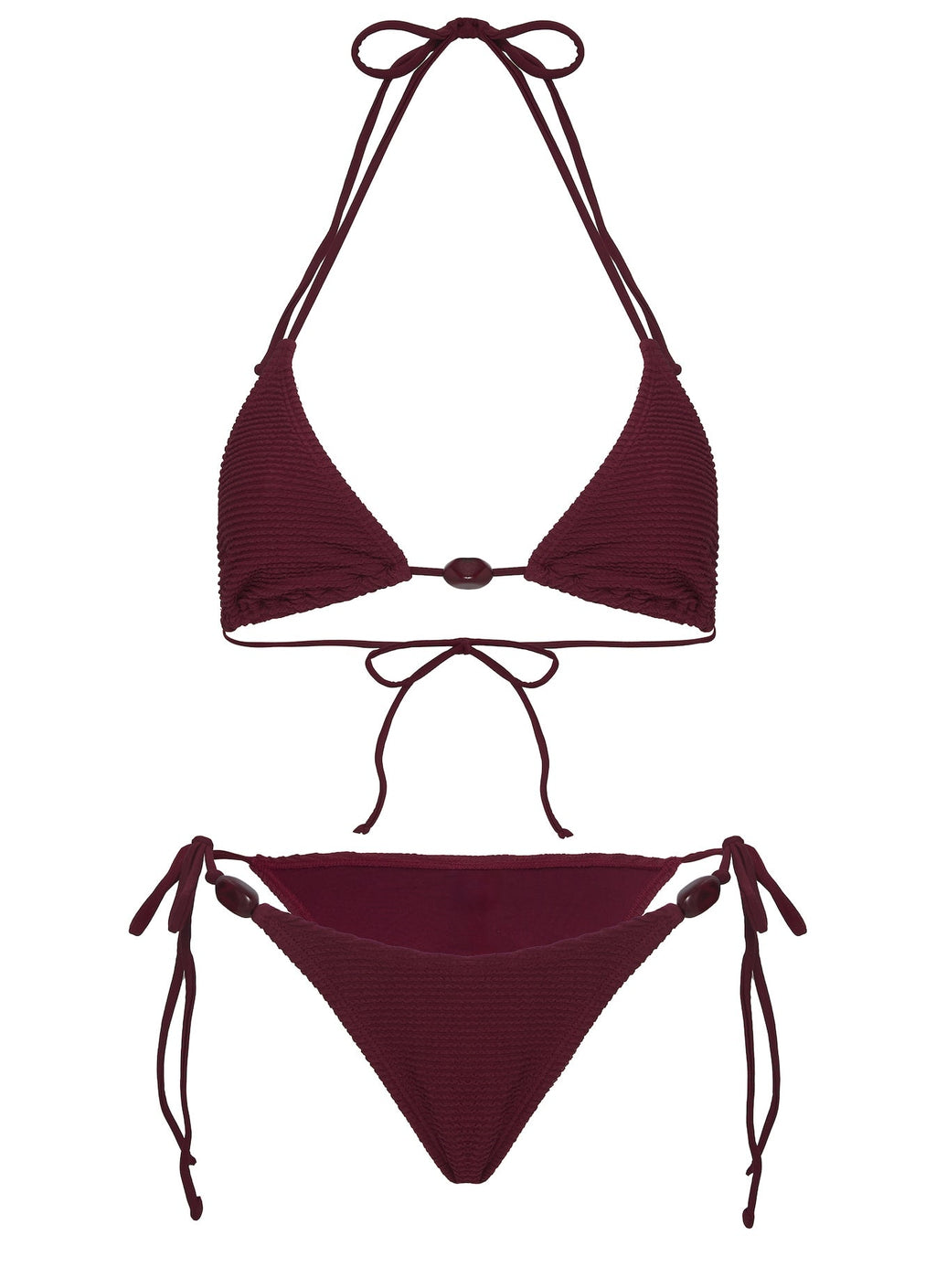 Nevaeh Textured Triangle Bikini Top Red