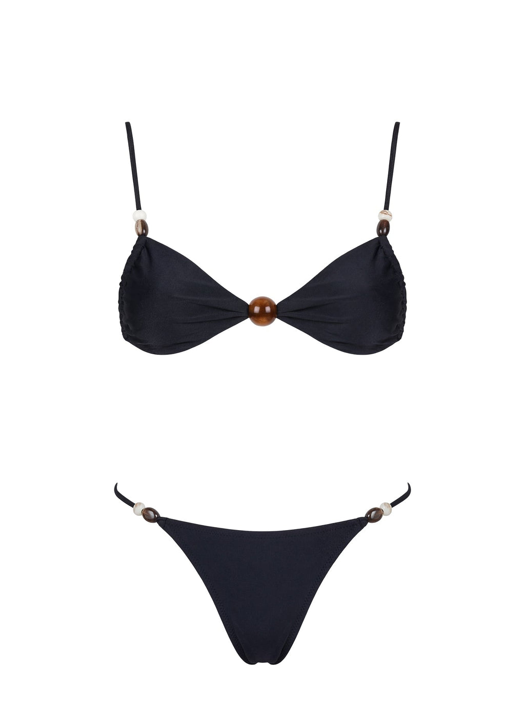 Tan Lines Bead Detail Bikini Bottoms Black