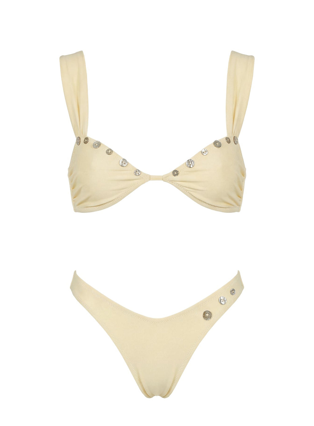 Sunset Club Shell Detail Bikini Top Cream