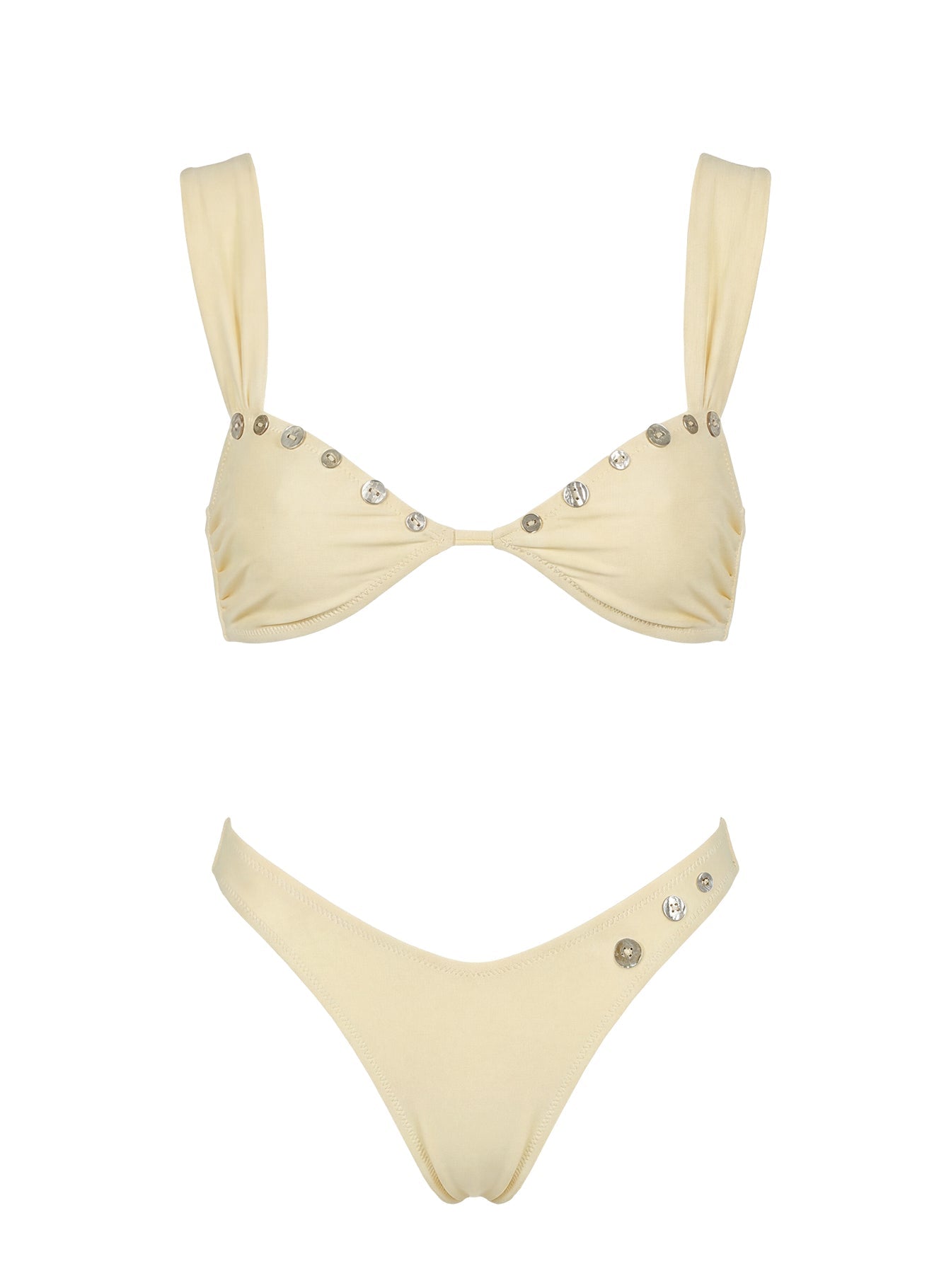Sunset Club Shell Detail Bikini Top Cream